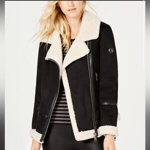 Calvin Klein Faux Shearling Moto Jacket